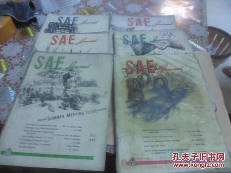 S.A.E journal  (英文原版期刊 1946年 1.3.4.5.6.7 期）6本合售