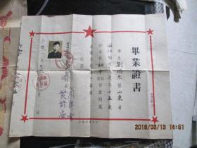 毕业证书1956年  贵州省贵阳第三中学  刘鸿杰   外玻璃架塑料袋