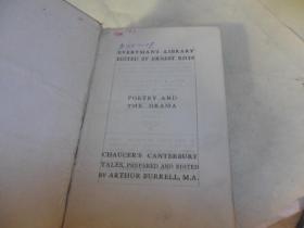 EVERYMANS LIBRARY EDITED BY ERNEST RHYS (poetry and the drama) 诗歌和戏剧  精装英文原版 1919年出版
