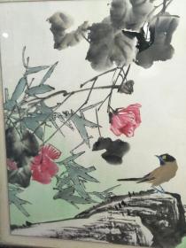 江苏画家雨桑花乌图之三，秋色亦秋声54X54，上世纪90年代作品