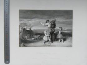 收藏，艺术家约翰·法德Faed, John 的的钢版画，1853年出版，44X34cm