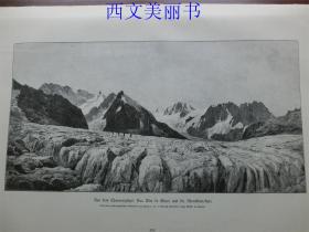 【现货 包邮】1893年木刻版画《峡谷》（Aus dem Thamonirthal） 尺寸约40.8*27.5厘米（货号 18029）