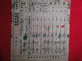民国时期征收田赋征收收据一张，研究民国时期经济 、人文、历史、重要资料