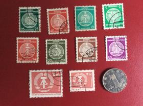 1954年民主德国《国徽》邮票（盖销票，10张不同）
