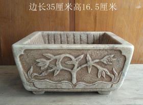 刻花汉白玉石盆