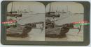清末民国立体照片--清代俄国炮舰波尔号在满洲辽宁营口牛庄港口