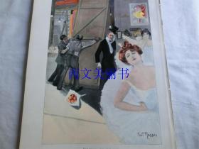【现货 包邮】1900年彩色平版印刷画《小心，小心》（Achtung  Vorsicht）  尺寸约41*29厘米（货号 18022）