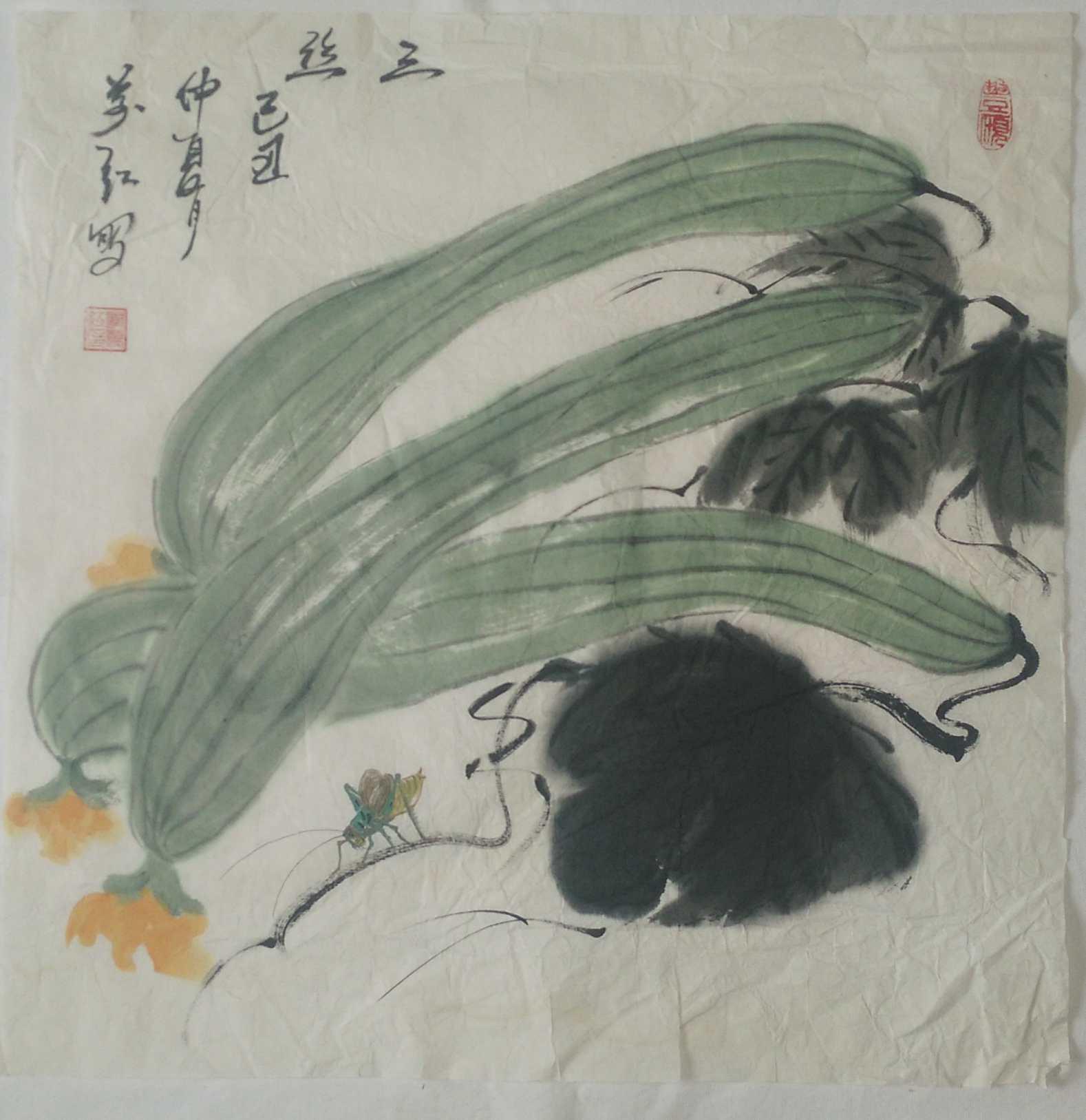 手繪真跡國畫：李萬紅《三絲》