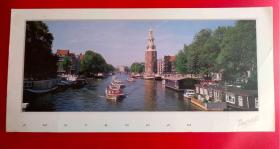 实寄外国明信片，大型荷兰明信片 阿姆斯特丹水上风景 少见漂亮