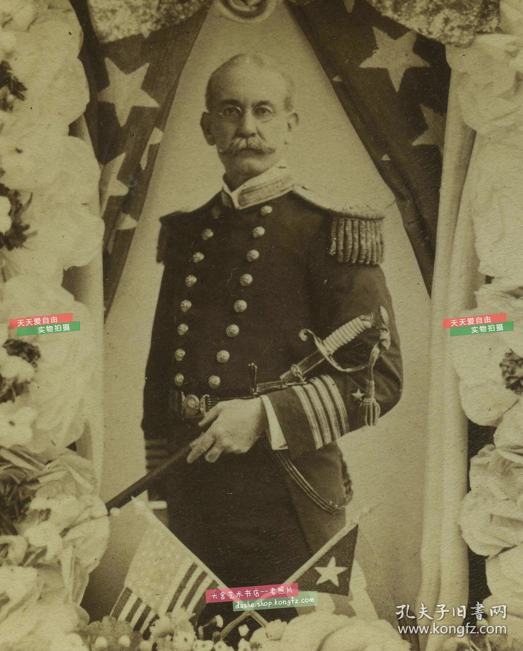 清末民国立体照片---查尔斯.德怀特.西格斯Sigsbee 舰队船长，1898年美西战争中，指挥缅因号在古巴哈瓦那港作战。