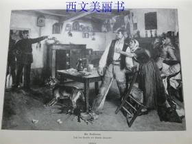 【现货 包邮】1893年木刻版画《乡村戏剧》（Ein Dorfdrama） 尺寸约40.8*27.5厘米（货号 18029）