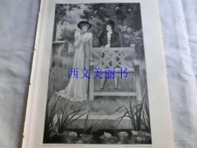 【现货 包邮】1890年木刻版画《最后的努力》依然爱你 （Der Letzte Versuch）尺寸约41*29厘米（货号 18020）