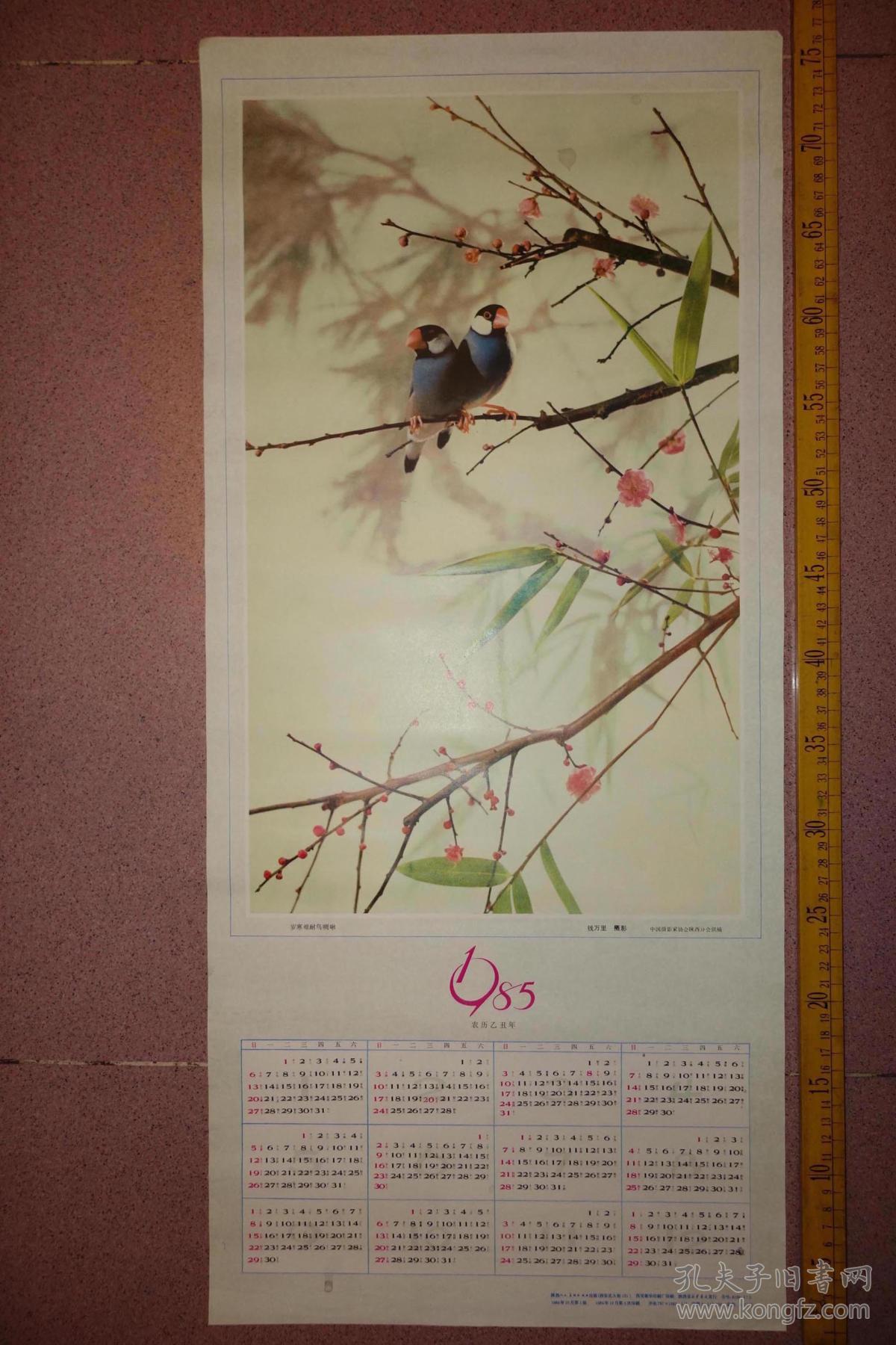 1985年年历画，岁寒难耐鸟啁啾