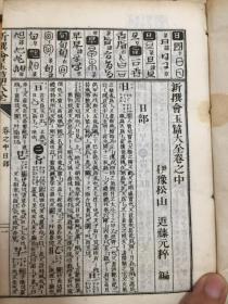 1913年和刻,《鳌头篆隶草 新撰会玉篇大全》一函三厚册全，铜版印刷小开本，日本汉字古字典，每页上栏为汉字篆隶草诸体，下栏为字典正文