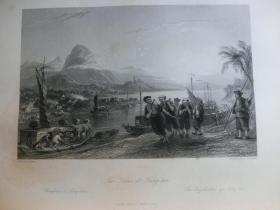 【现货 包邮】《金坛纤夫》1843年钢版画 托马斯-阿罗姆 （Thomas Allom）作品 尺寸约27 × 20.3厘米 （货号200343）