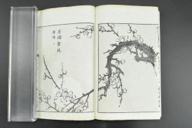 （K5036）老画谱 《新订汉画指南四君子画谱》 线装 存四册 二集 兰竹之部上下两册 梅菊之部上下两册 木版画 套色精印 钤印多枚 日本明治十四年出版 1881年