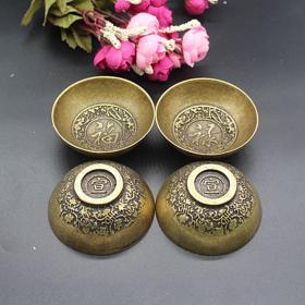 古玩杂项收藏福禄寿喜碗铜碗一套四个