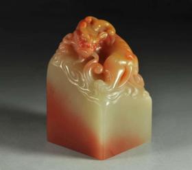 俏色芙蓉体老挝三彩螭虎，金石篆刻印石章料巴林积雪昌化青田蓝星寿山石芙蓉西安绿雅安绿