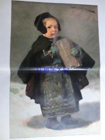 【现货 包邮】1890年巨幅套色木刻版画《慕尼黑小男孩》Müchener Kind 尺寸约56*41厘米 （货号 18016）