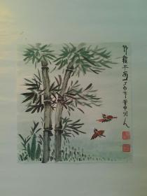 甘凤豪国画作品.竹报平安