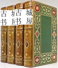 稀缺，限量版《拿破仑·波拿巴回忆录4卷全》精美彩色版画插图，约1900年出版，精装