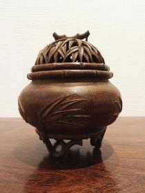 竹枝叶竹雕香炉