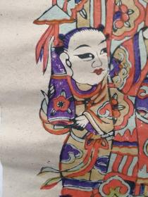 稀见精品！！！民国潍坊同义成老店木刻木版年画版画*五子登科*