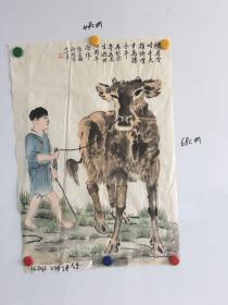 浙江画家张宝助精美国画一幅68*48CM：横眉冷对千夫指、俯首甘为孺子牛