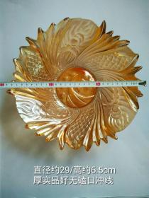 29cm**大个品好无磕碰冲线孔雀开屏老琉璃玻璃盘子糖果盘子摆件