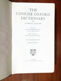 英国进口原装英国印刷词典 简明牛津辞典第7版The Concise Oxford Dictionary of Current English the 7th Edition Hardcover