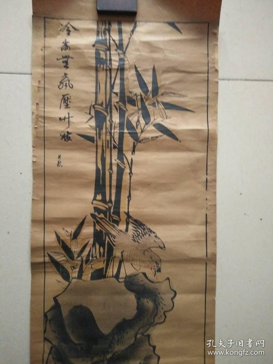 清代万聚商号木板年画竹鸟