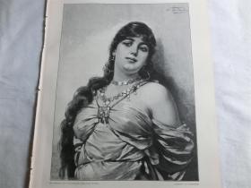 【现货 包邮】1890年木刻版画《白人女奴》（Odaliske） 尺寸约41*28厘米（货号 M6）