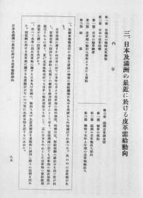 【提供资料信息服务】日本及满洲の最近に于ける皮革需给动向  1939年版（日文本）
