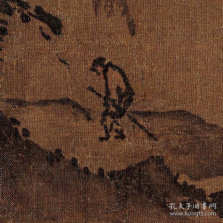 宋 夏圭 泽畔疾风图 26x27cm 绢本 国画宣纸绢布艺术微喷画芯 名画复制 原作版画