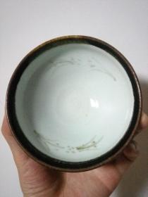 宋白胎褐鮋梅影茶盏（釉水超好）