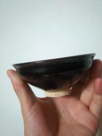 宋白胎褐鮋梅影茶盏（釉水超好）