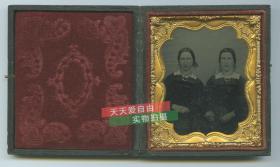 150年前玻璃版安布罗夫法照片--影像历史级收藏--漂亮的双胞胎姐妹美女