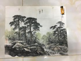 江苏著名书画家 顾宪 （江南春色）山水一幅  双款