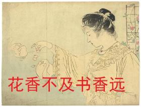 明治期木版插绘   白鸟    1枚   镝木清方/1906年