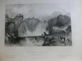 【现货 包邮】《江南省,天柱山挑夫》1843年钢版画 托马斯-阿罗姆 (Thomas Allom)作品 尺寸约27 × 20.3厘米  (货号200383)