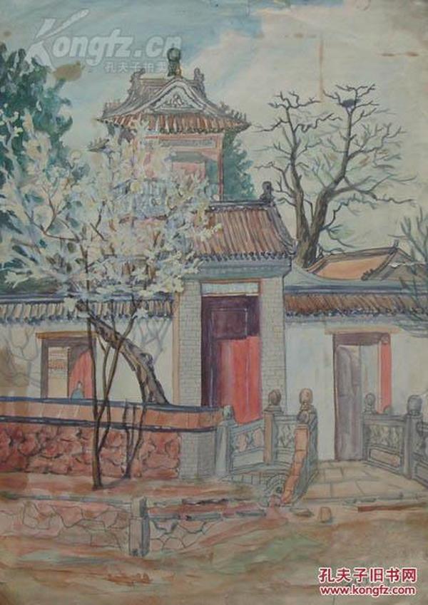 已故美术大家陈秋草水彩画（保真）