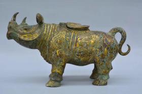 错金青铜犀牛尊，尺寸细节如图，重4.4千克