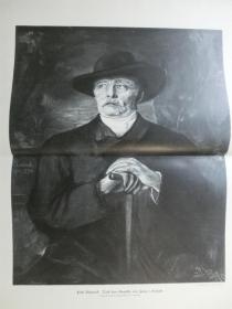 【现货 包邮】1896年巨幅木刻版画《俾斯麦半身像》（fürst Bismarck） 尺寸约54.2*40.8厘米 （货号 101052）