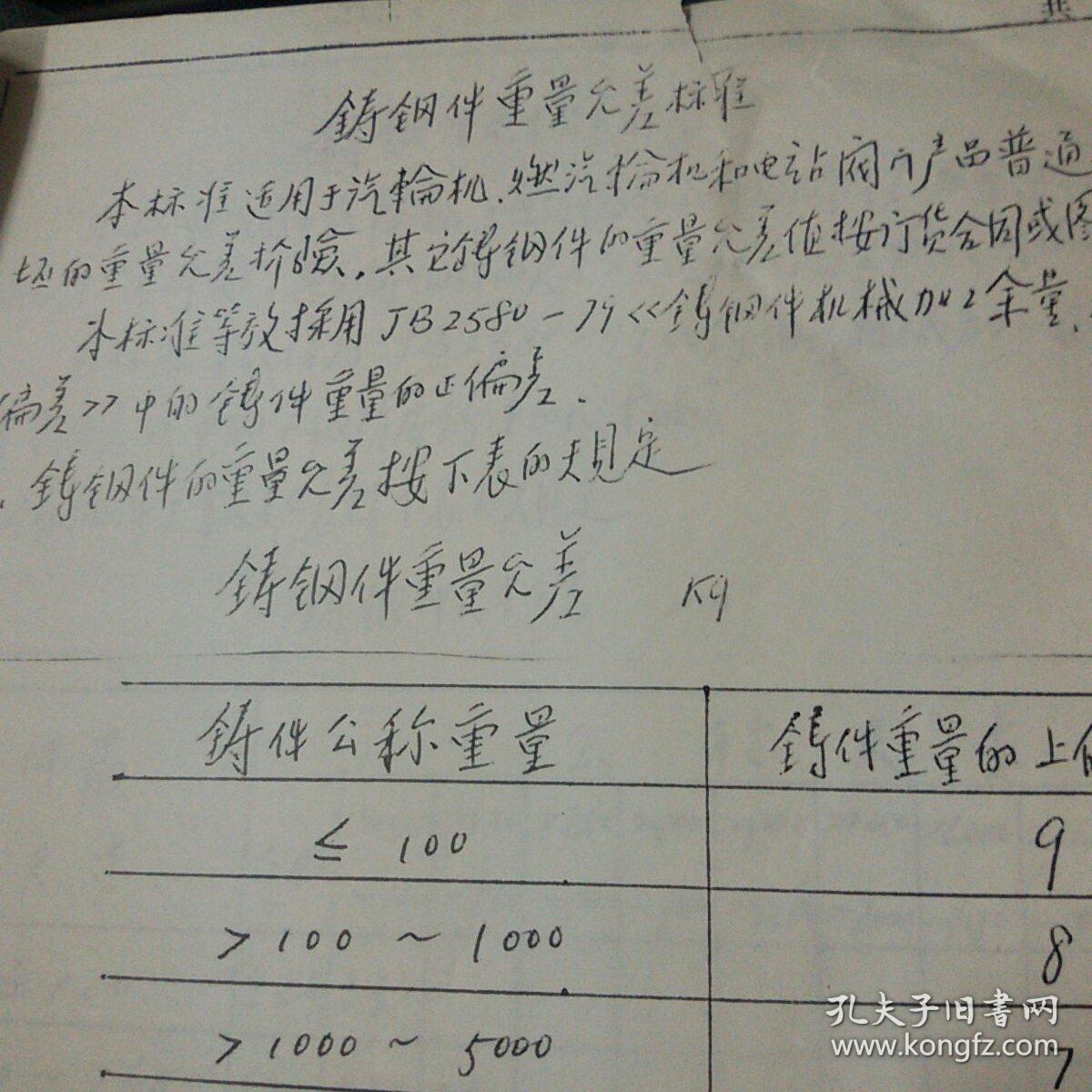 铸钢件质量等级标准