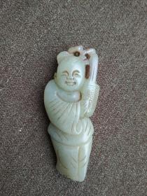 老和田玉雕娃娃挂件a.