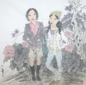陈少立老师人物作品《少女》名家手绘真迹 写意人物国画 送礼 收藏 现代人物装饰画