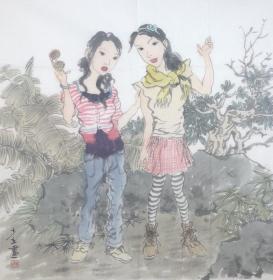 陈少立老师人物作品《少女》名家 手绘真迹 写意人物国画 送礼收藏 现代人物装饰画