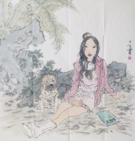陈少立老师人物作品《少女》名家手绘真迹 写意人物国画 送礼 收藏 现代人物 装饰画