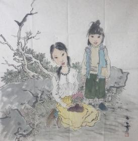 陈少立老师人物作品《姐妹》名家手绘 真迹 写意人物国画 送礼收藏 现代人物装饰画