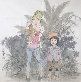 陈少立老师人物作品《秋游》名家手绘真迹 写意人物国画 送礼收藏 现代人物装饰画